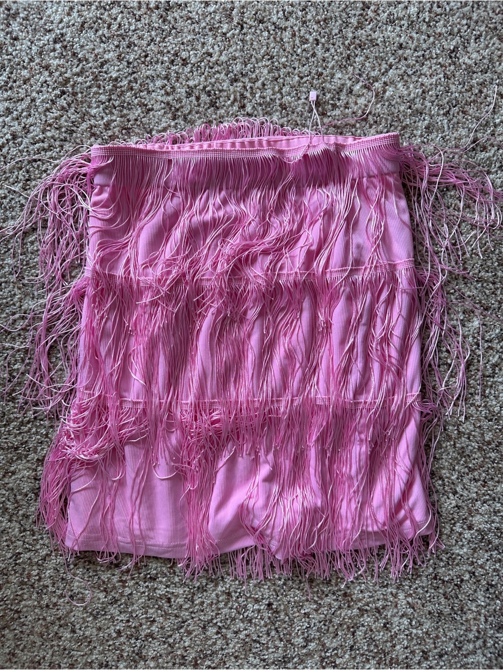 Pink Fringe Mini Skirt